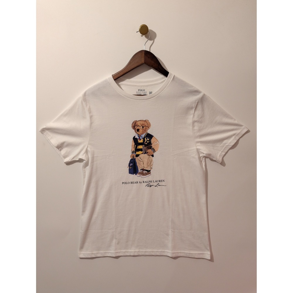 Polo Ralph Lauren Polo Bear T-Shirt Boys XL White Good Graphic Tee Collegiate